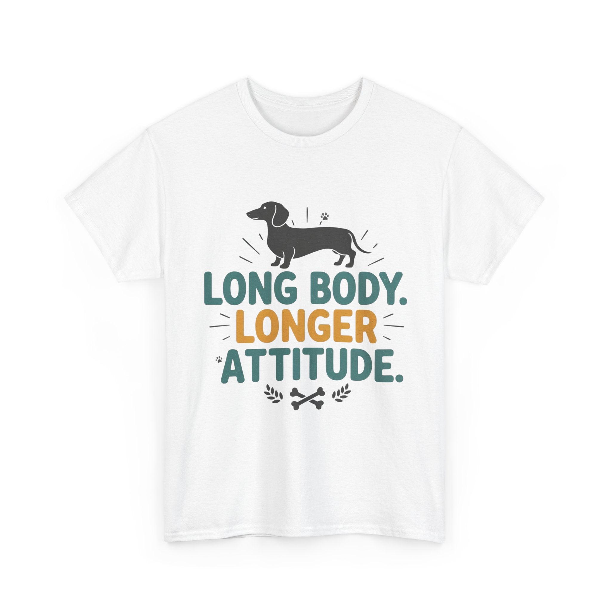 Dachshund “Long Body. Longer Attitude.” Unisex Heavy Cotton Tee