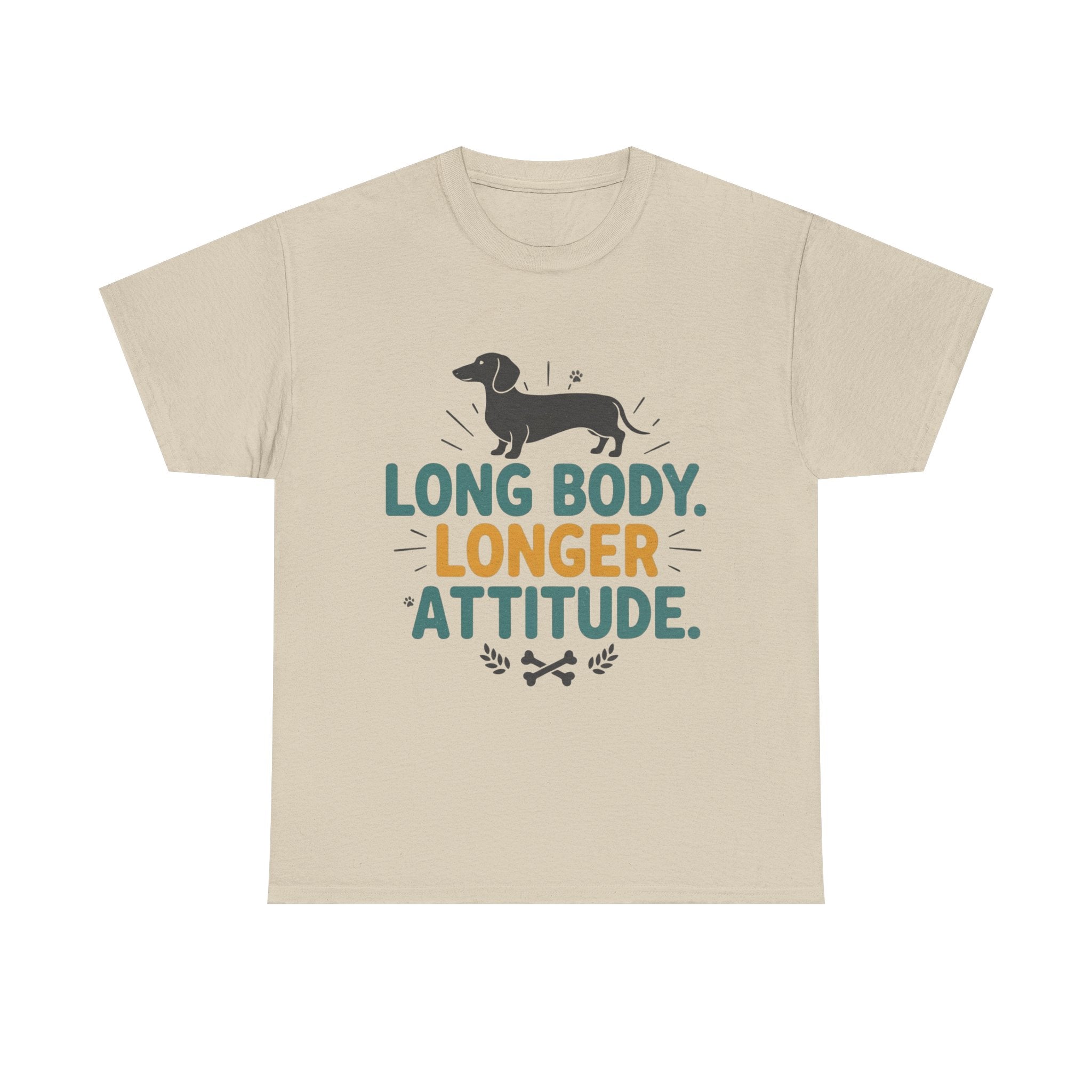 Dachshund “Long Body. Longer Attitude.” Unisex Heavy Cotton Tee